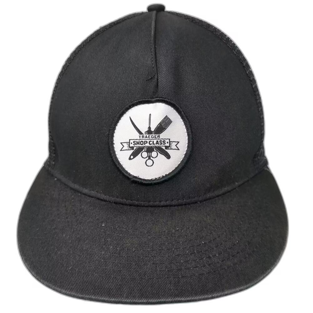 Traeger Trucker Hat Black White OS Shop Class Patch Mesh Snapback Adjustable